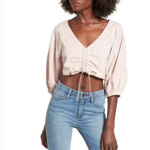 J.O.A. Ruched Front Crop Top, Medium, NWT - Picture 1 of 9